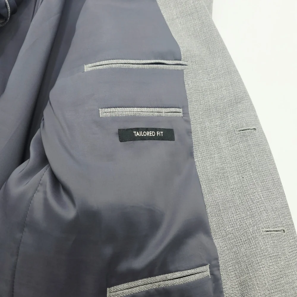 Jos. A. Bank Men 50R Traveler 100% Wool Gray Two Button Blazer Sport Coat Jacket